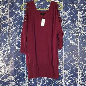 NWT Lane Bryant 18/20 Beaded Cold Shoulder Sweater